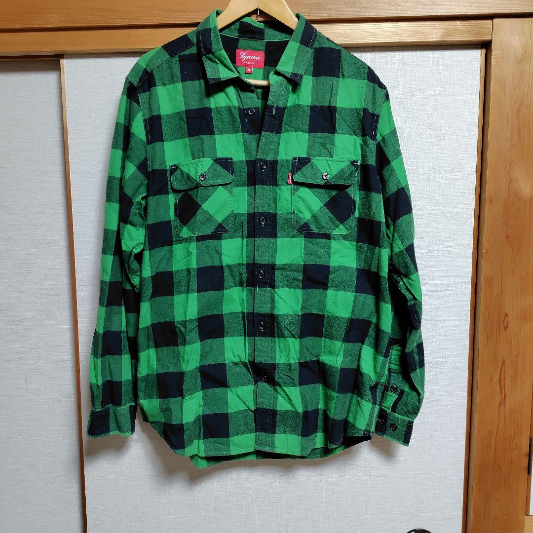Supreme グリーンブラックチェックシャツ XL