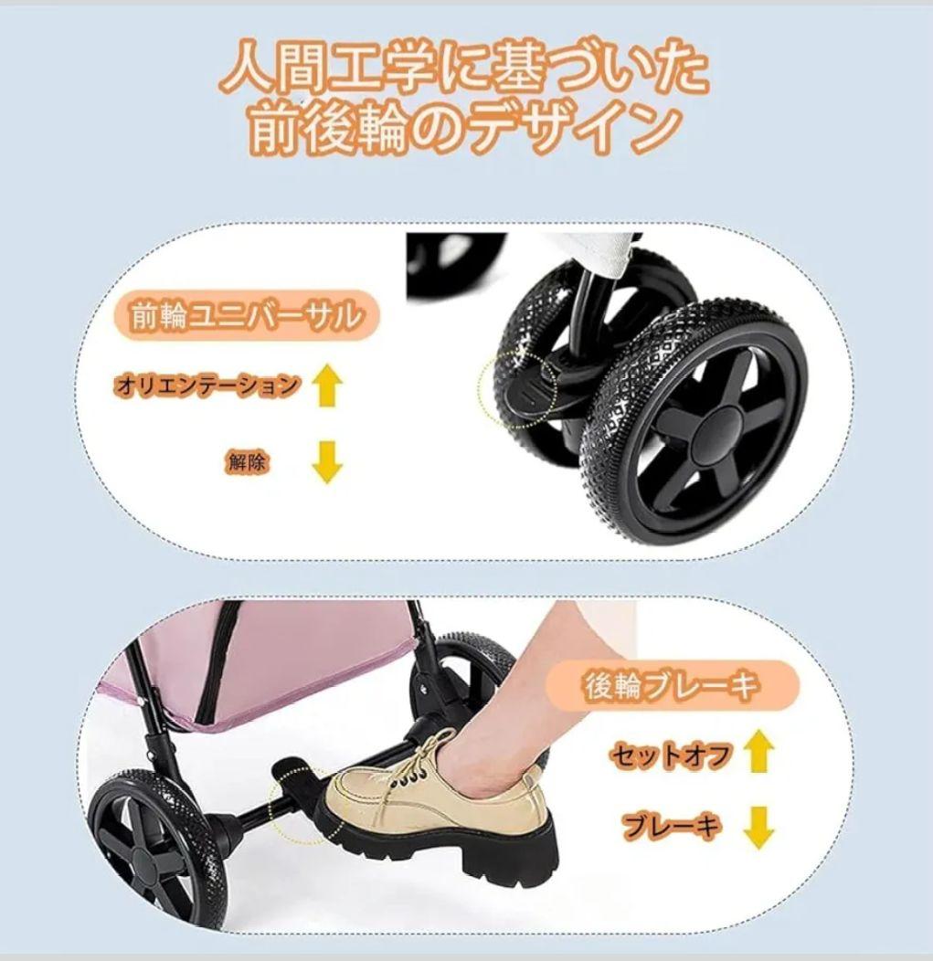 ペットカート グレー キャスター付き 犬用ベビーカー 組み立て簡単 軽量 通気性