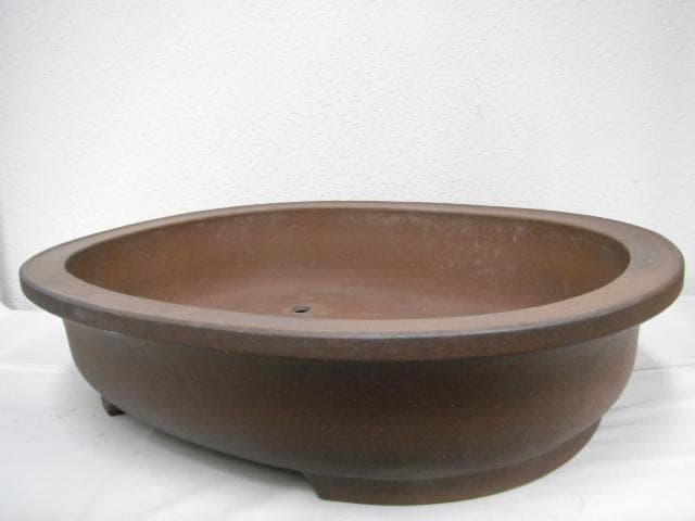 盆栽鉢 植木鉢 楕円鉢 中国宜興 落款