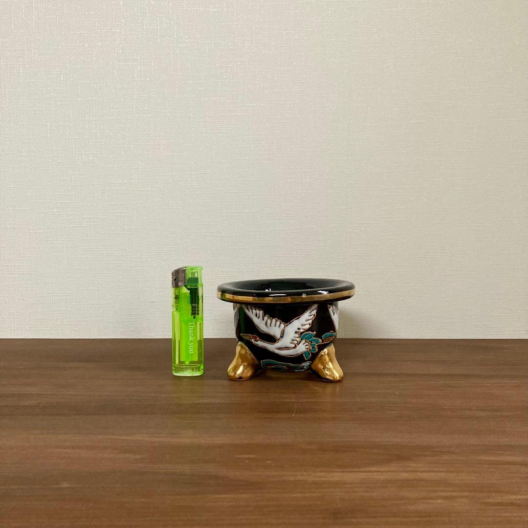 【新品未使用】万年青鉢 錦鉢 楽焼 鶴 おもと鉢 オモト鉢 蘭鉢