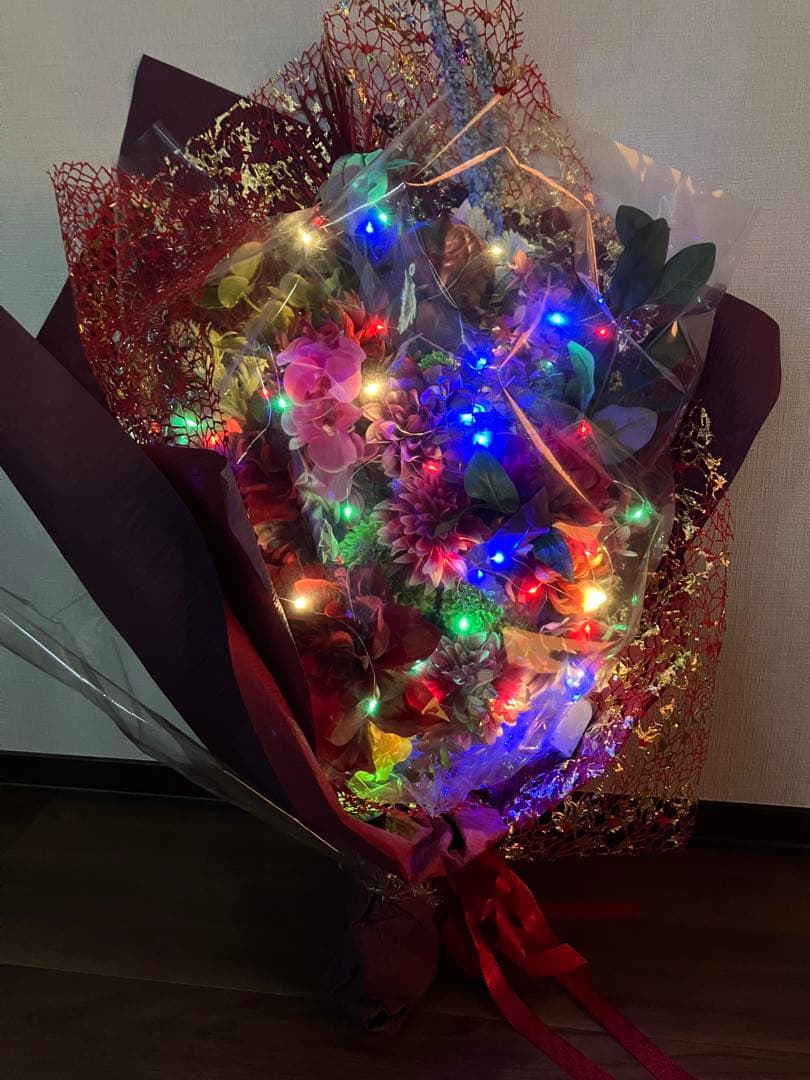 プリザーブドフラワー　アレンジメント　花束 LED 付き