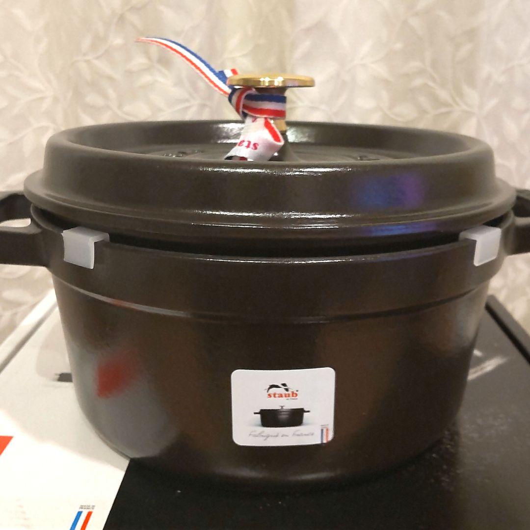 STAUB ストウブ鍋 ピコ・ココット ラウンド ブラック 20cm 予備取手付