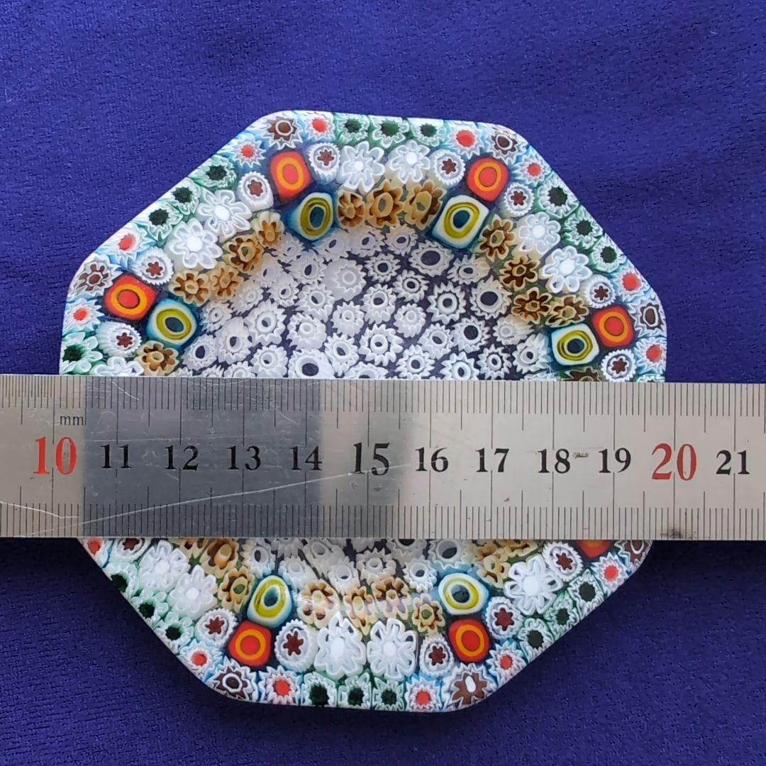 ミルフィオリ　中古　八角形 ガラス皿 多色 花模様