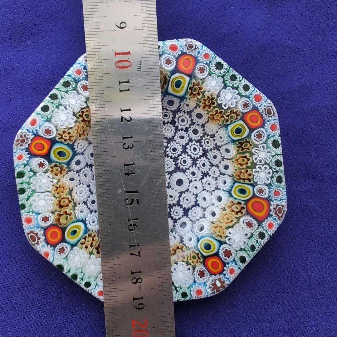 ミルフィオリ　中古　八角形 ガラス皿 多色 花模様