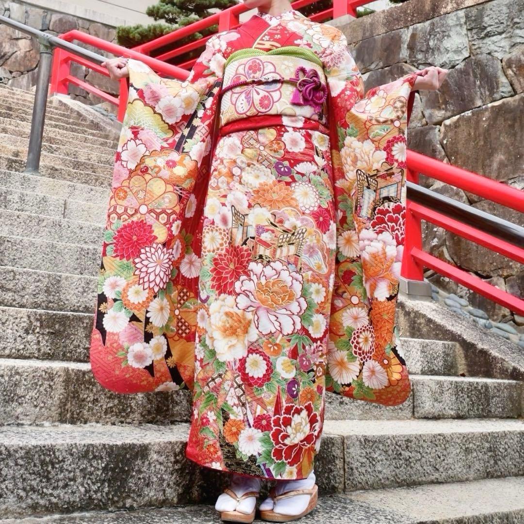 振袖 フルセット 【着付け小物付き】赤 古典 美品