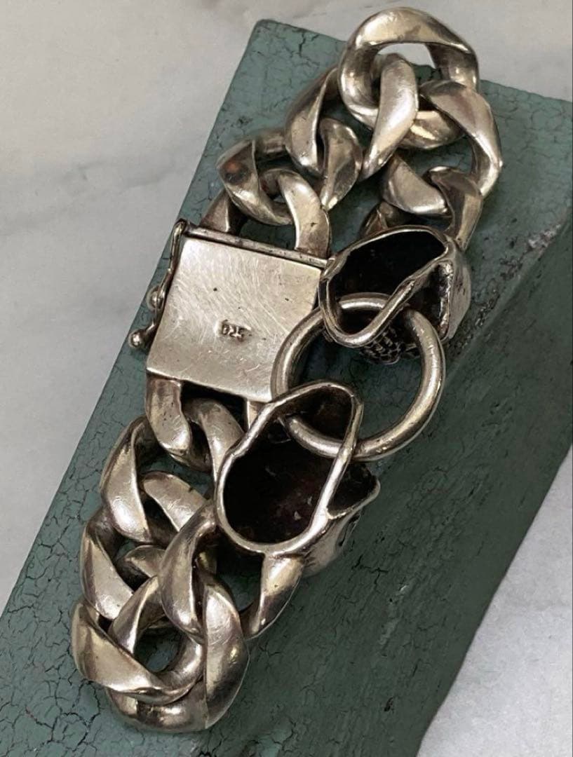 [e-1] Silver925 / 93g SKULL ループ 極太喜平ブレス