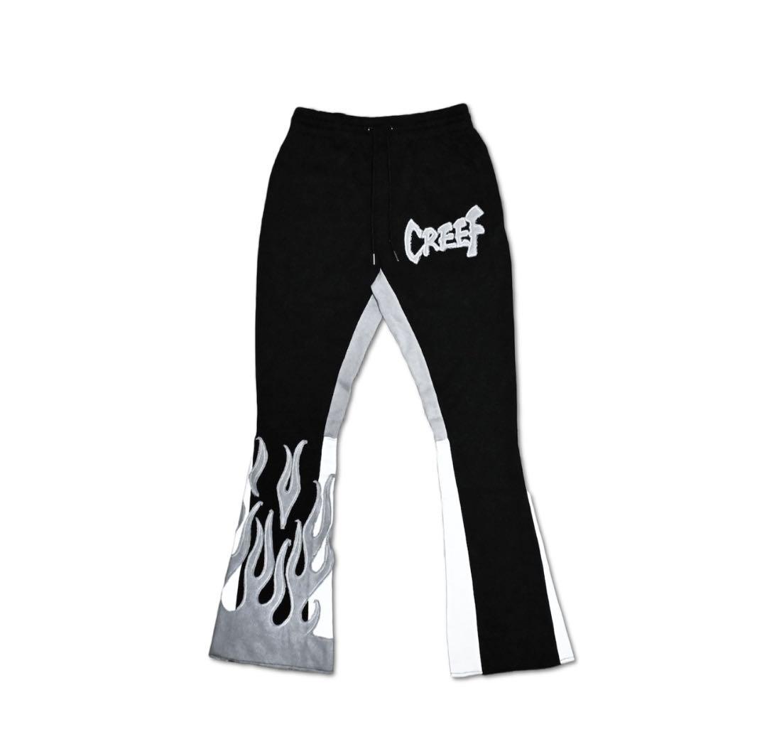 CREEF フレイムプリント フレアパンツ