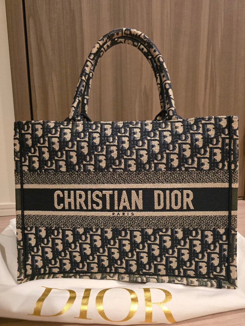 極美品　Dior ブックトート バッグ ミディアム ブルー
