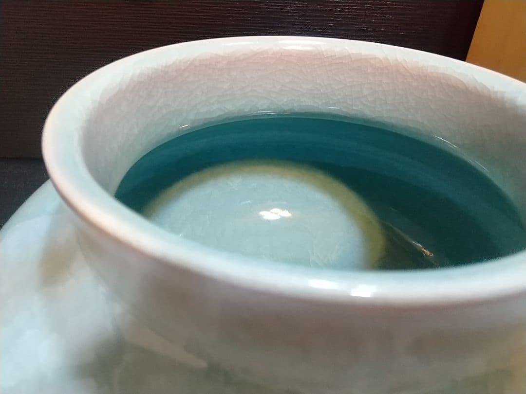 希少 花器 青磁壷 大型 小笠原長春