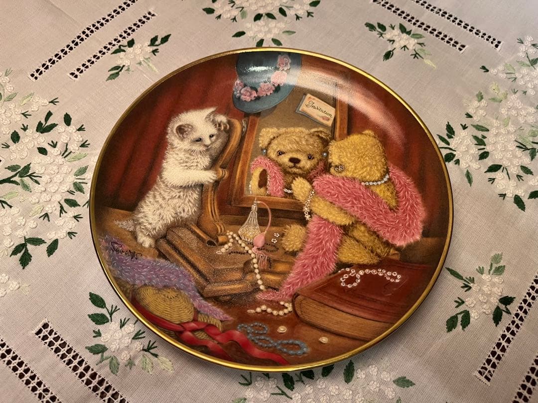 限定品フランクリンミント 飾り皿 テディーベアー と猫 6枚セット