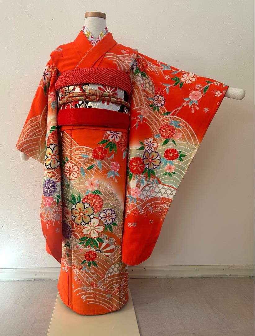 7歳　七五三　正絹着物　古典柄　帯　帯揚げ　帯締め　しごき　セット