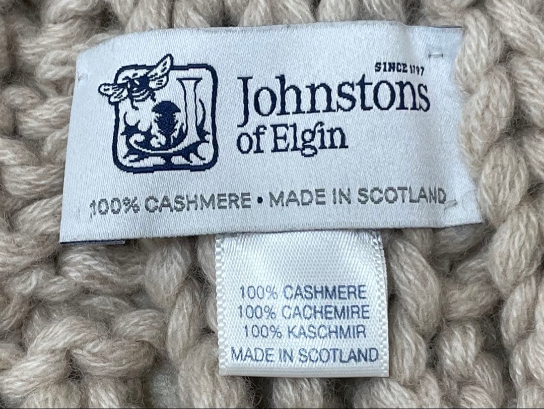 ジョンストンズ　カシミヤ100%　ケーブル編み　ロング マフラー　ユニセックス