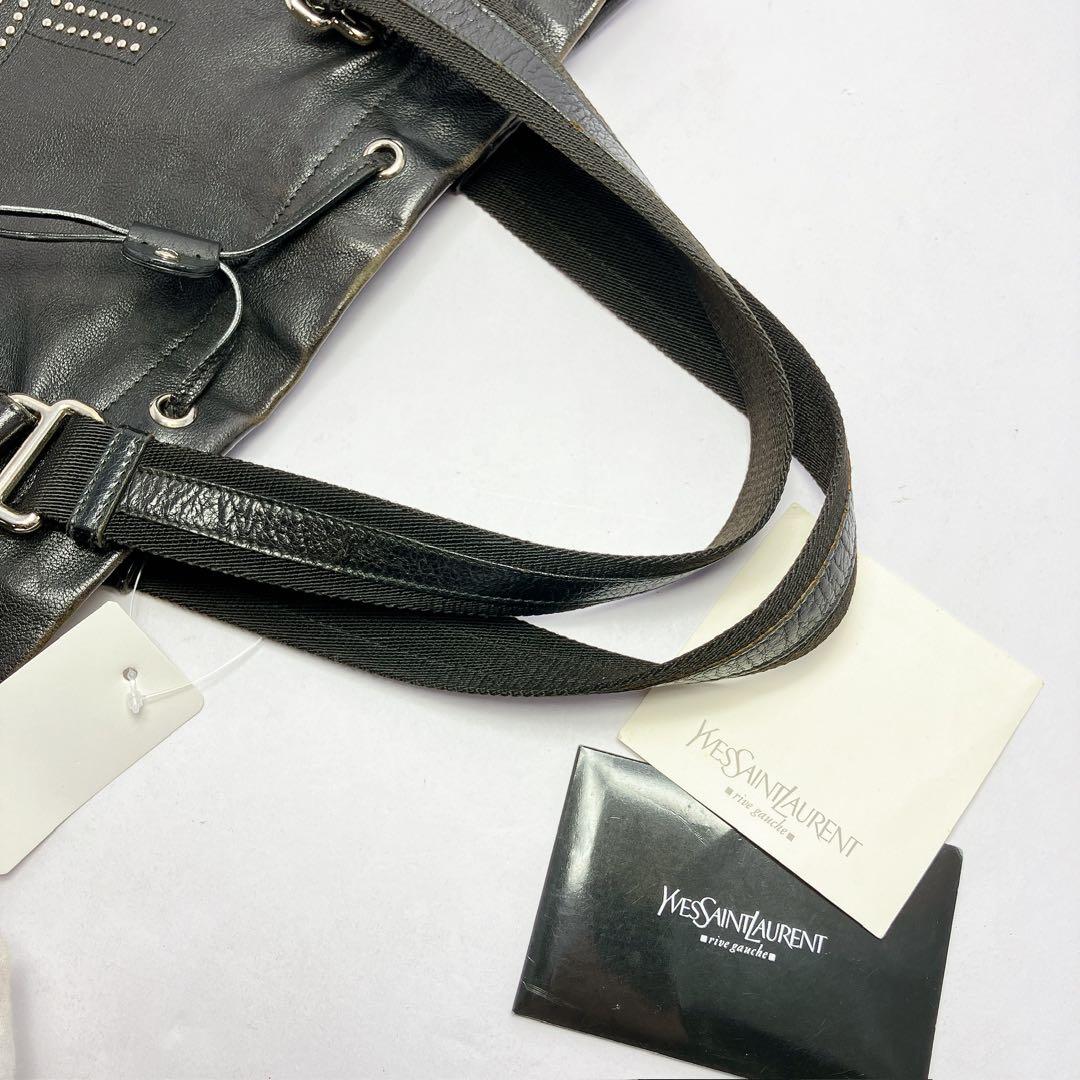 3334◯ YSL イヴ・サンローラン ブラックレザートートバッグ