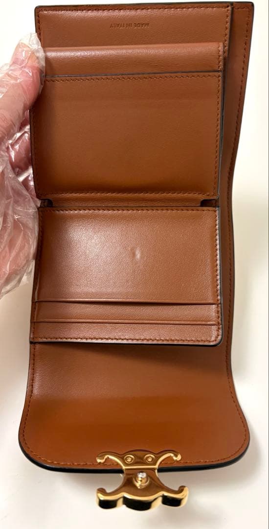 ミ*ケ様 【極美品】CELINE スモールフラップウォレット トリオンフ ナチュ