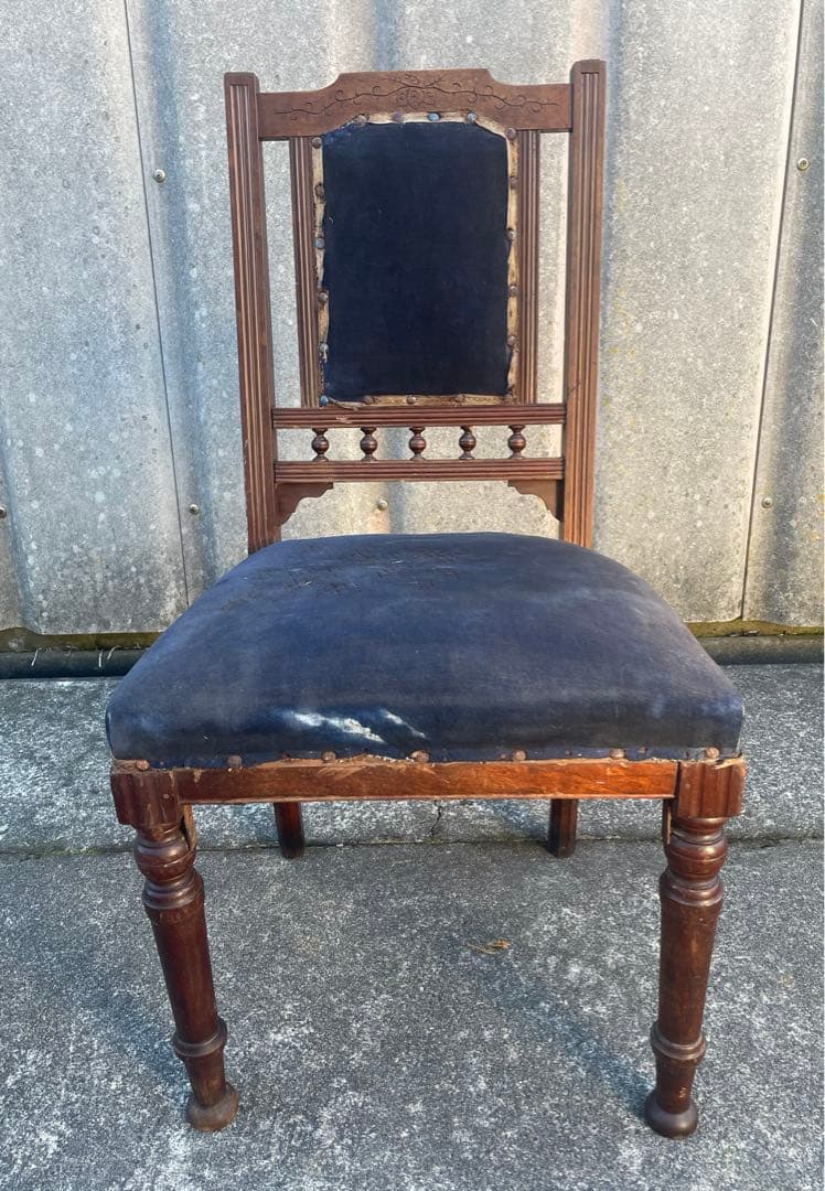 アンティーク/英国/イギリス製/サロンチェア/ダイニングチェア/椅子/ベロア