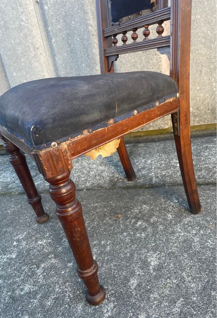 アンティーク/英国/イギリス製/サロンチェア/ダイニングチェア/椅子/ベロア