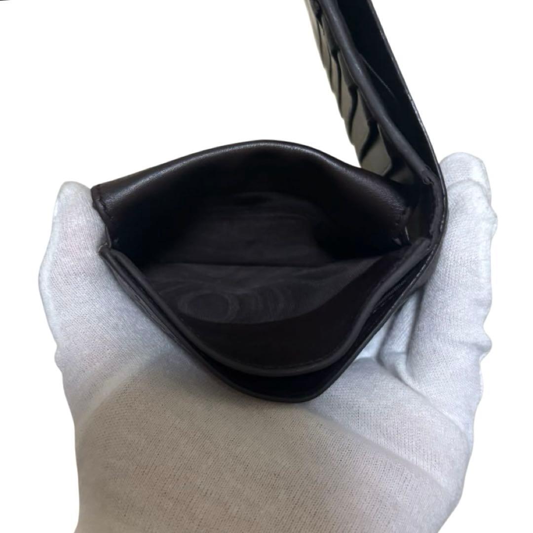 人気　グッチ　折り財布　GGシマ　レザー　ダークブラウン　フラップ　GG柄