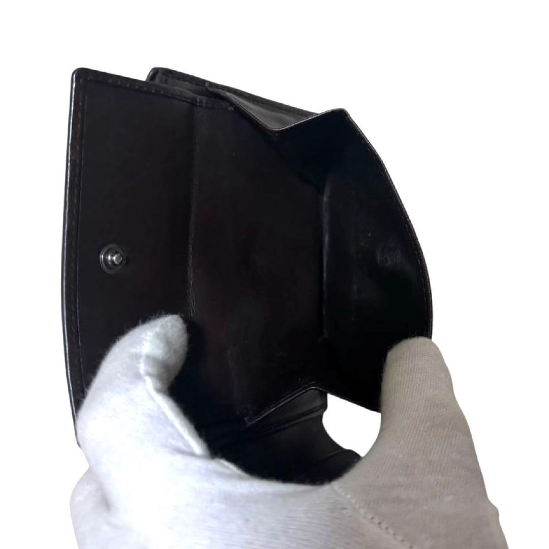 人気　グッチ　折り財布　GGシマ　レザー　ダークブラウン　フラップ　GG柄