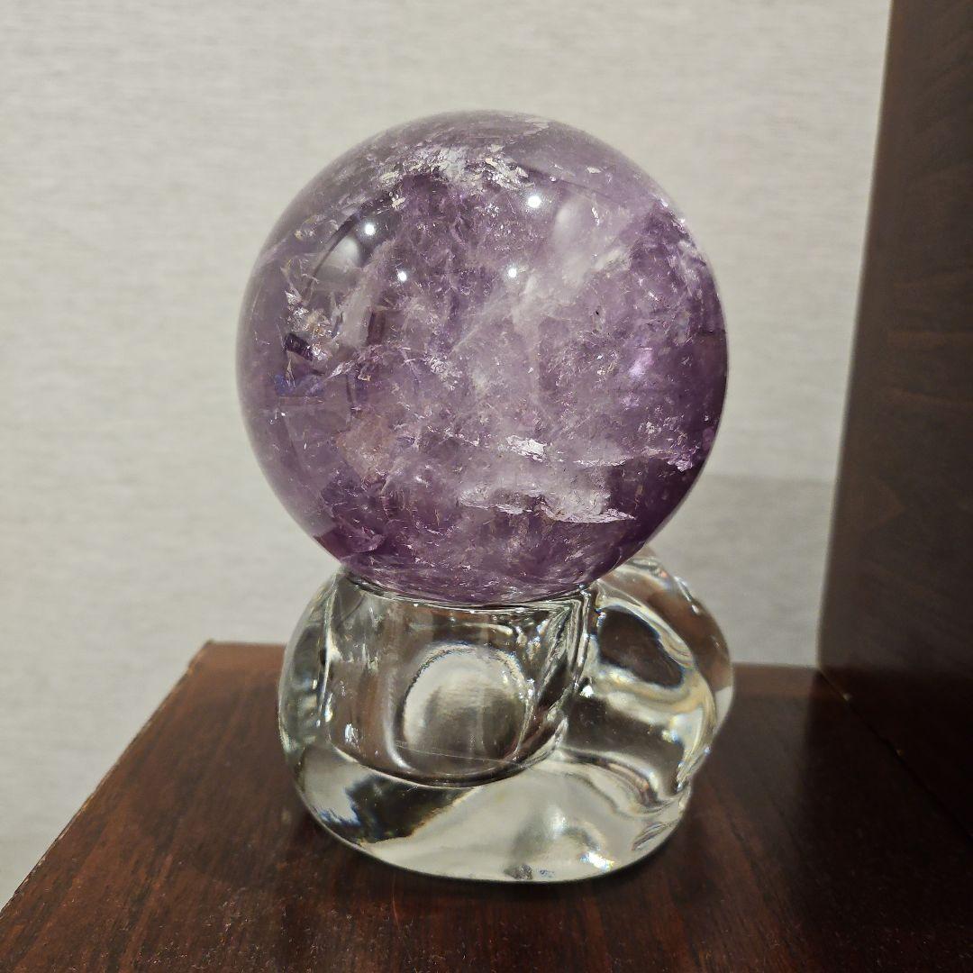 【早い者勝ち】天然アメジスト14cm ガラス台座付き/パワーストーン/開運/置物