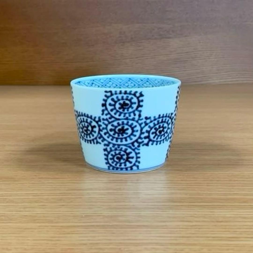 有田焼 李荘窯 染付蛸唐草格子文 蕎麦猪口☆