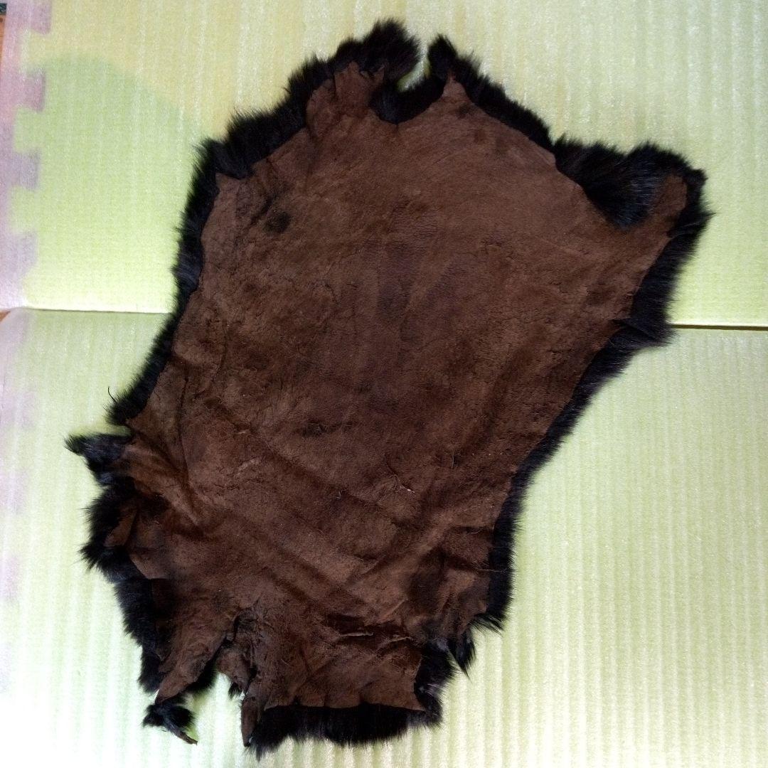 黒のファー　黒色　ブラック　BLACK　うさぎ？　ラビットファー？　皮　毛皮
