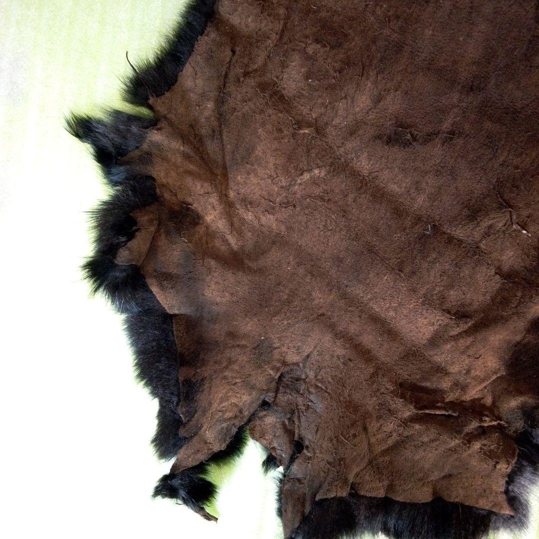 黒のファー　黒色　ブラック　BLACK　うさぎ？　ラビットファー？　皮　毛皮