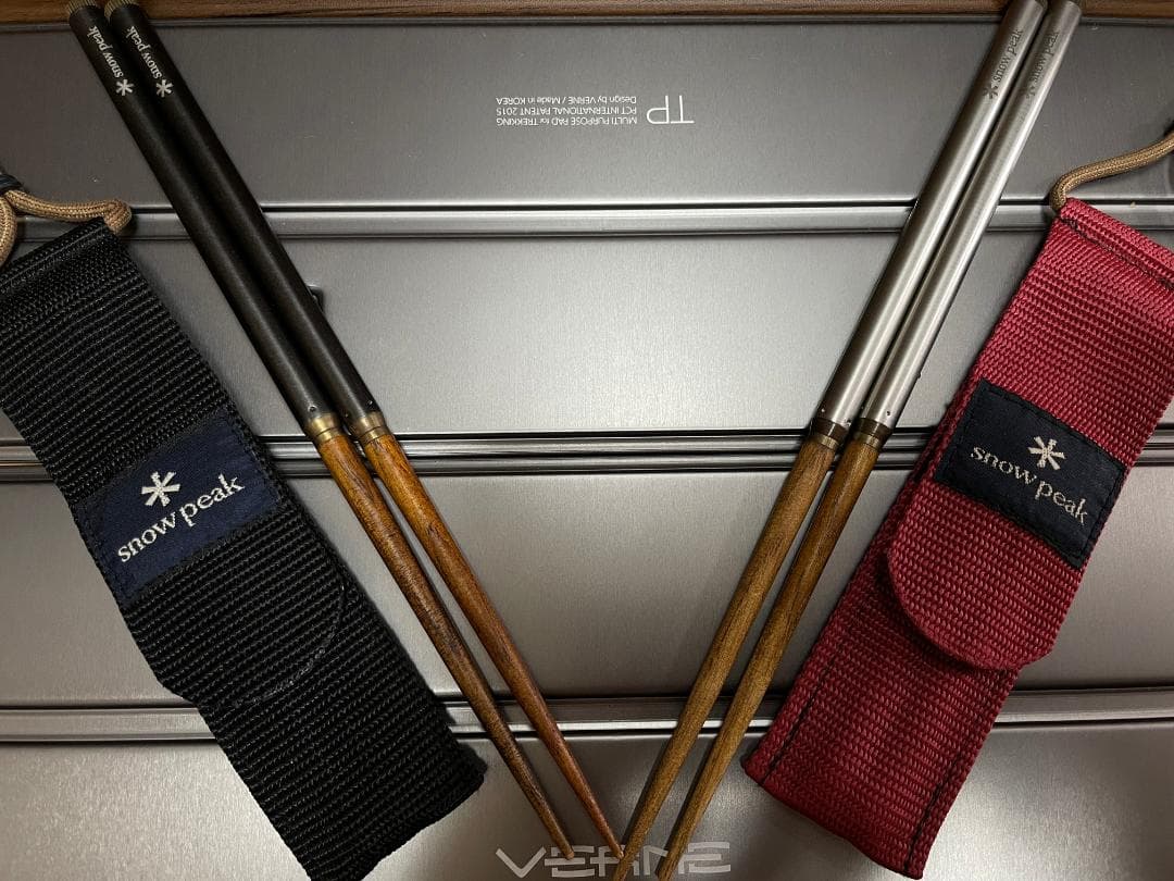 黒＆白銀、幸運の夫婦（めおと）箸！スノーピーク 旧・和武器（丸形） ブラック