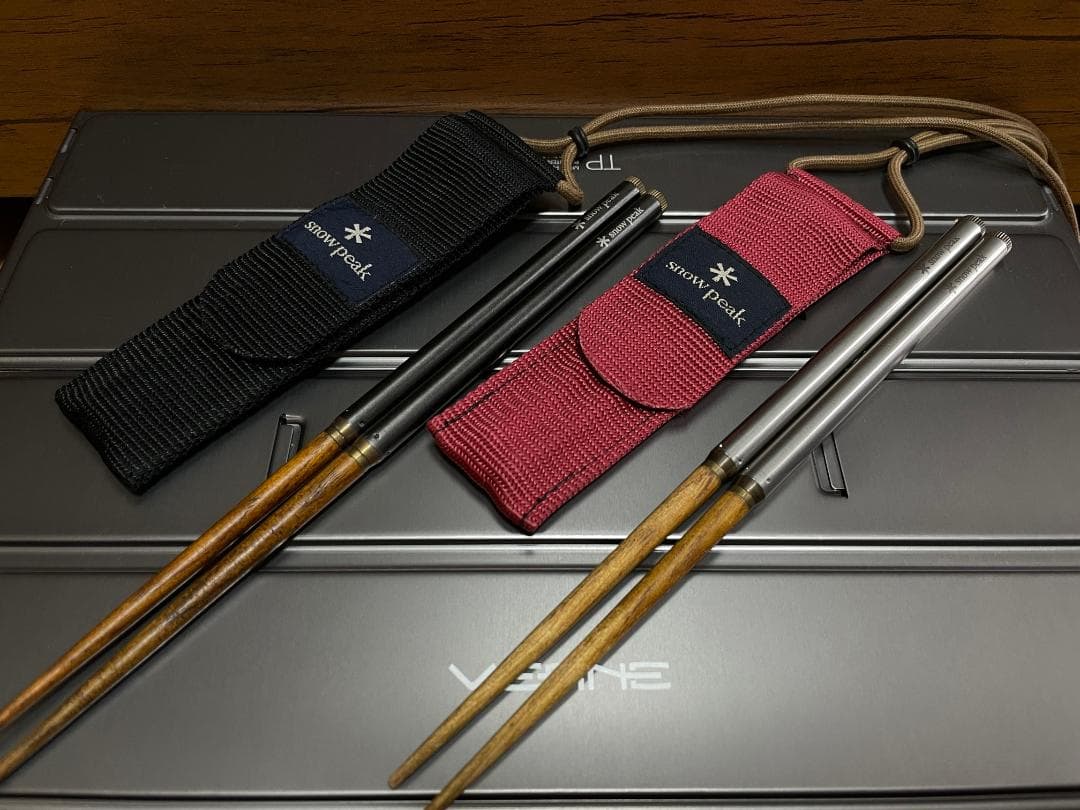 黒＆白銀、幸運の夫婦（めおと）箸！スノーピーク 旧・和武器（丸形） ブラック