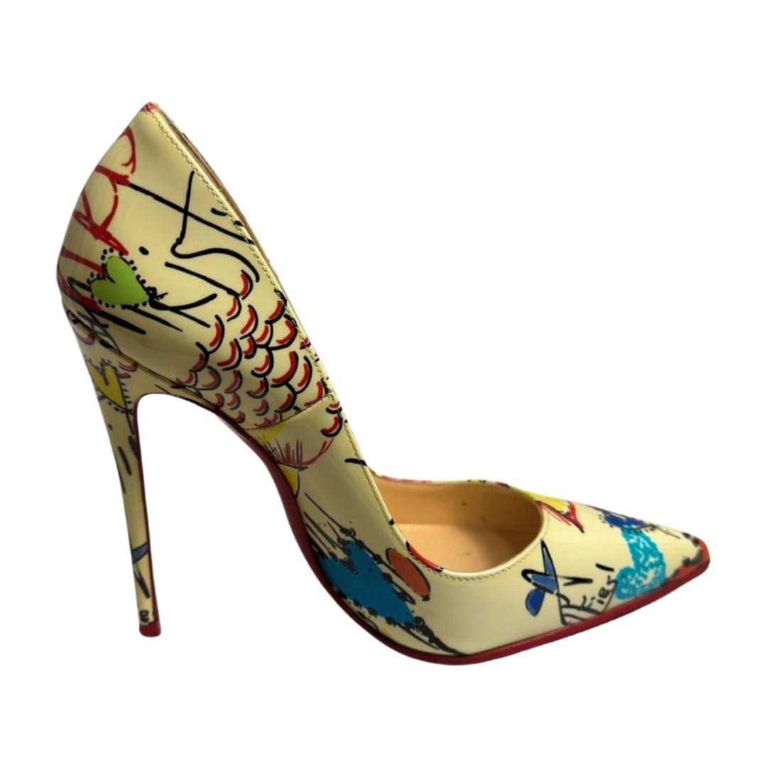 クリスチャンルブタン　パンプス　ピンヒール　エナメル　マルチカラー