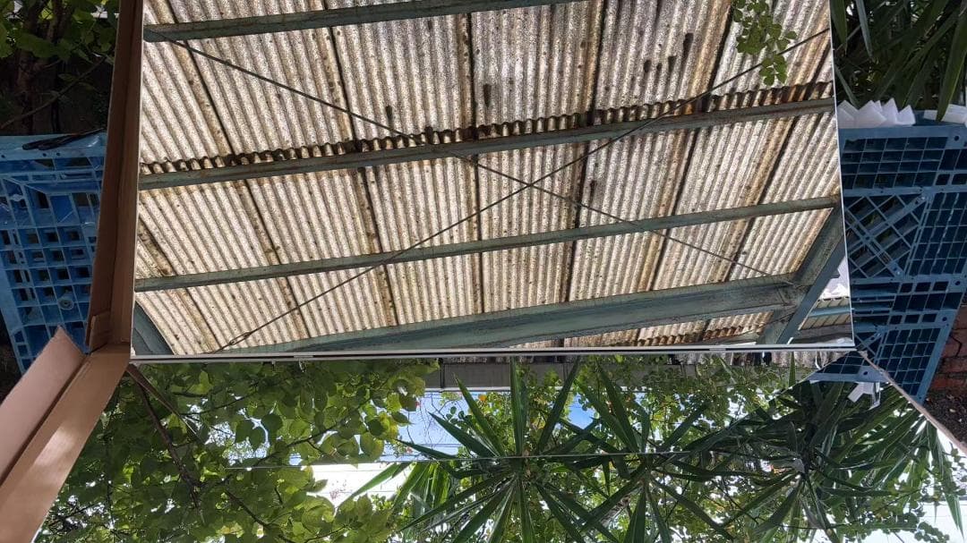 【中古】ダンス鏡 折り畳み 割れない鏡 160cmx100cmx2枚 銀色23番