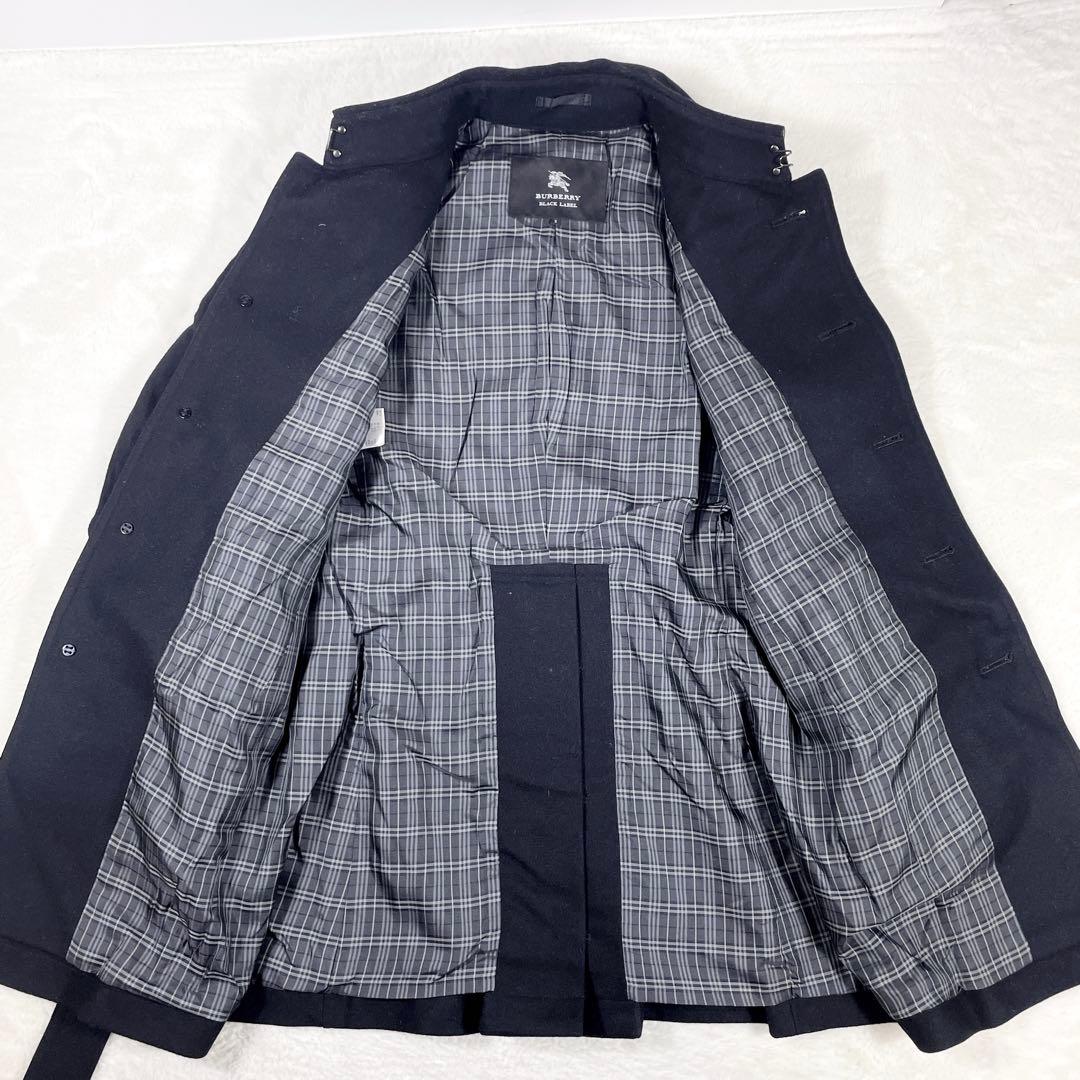 バーバリーブラックレーベル 銀ボタン マリンコート カシミヤ ウールコート