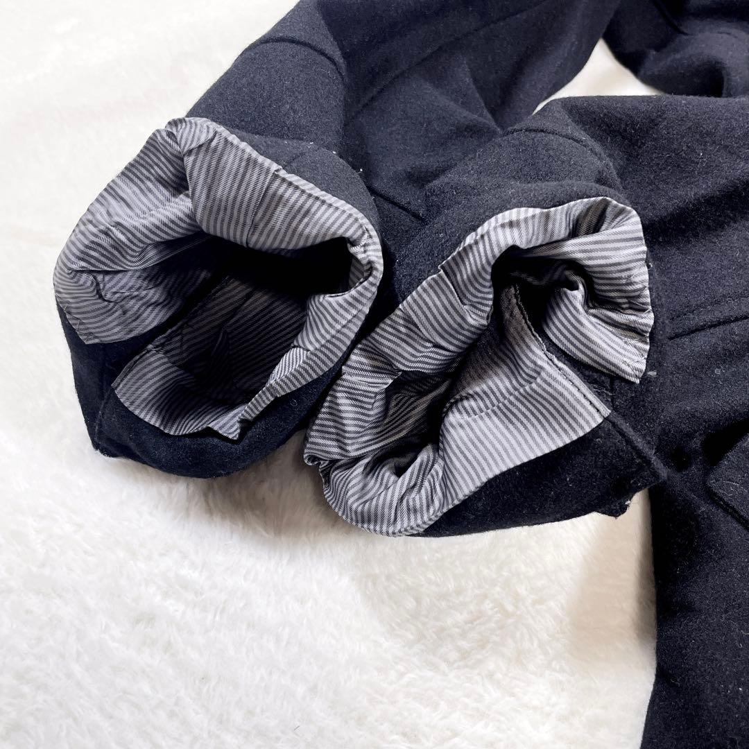 バーバリーブラックレーベル 銀ボタン マリンコート カシミヤ ウールコート