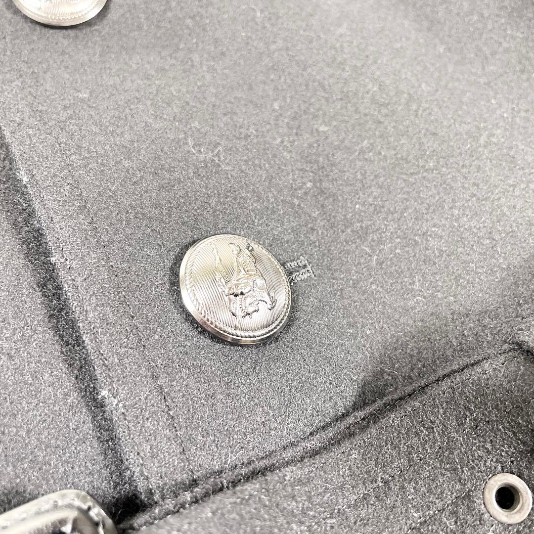 バーバリーブラックレーベル 銀ボタン マリンコート カシミヤ ウールコート