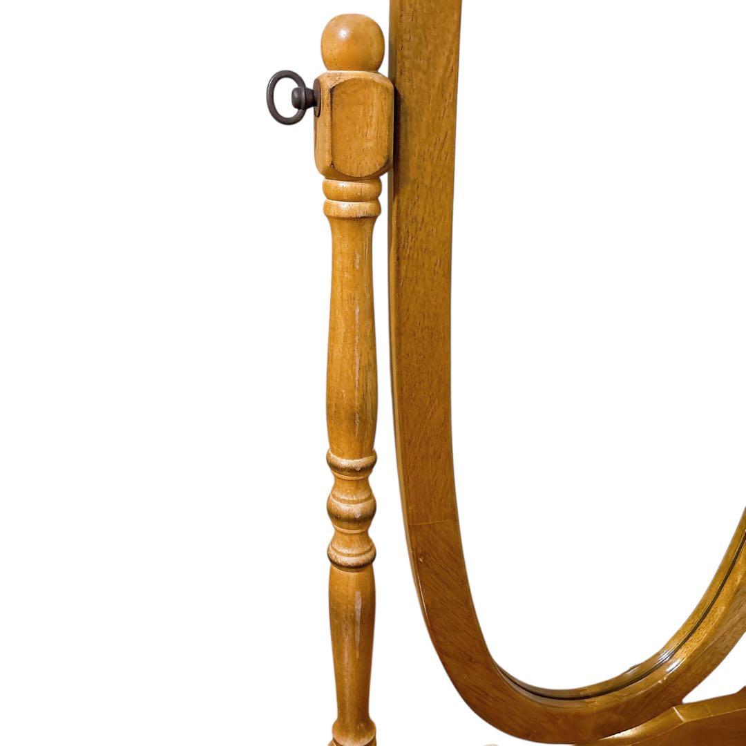 アンティーク　木製　全身鏡　スタンドミラー　ヴィンテージ　オーバル　姿見