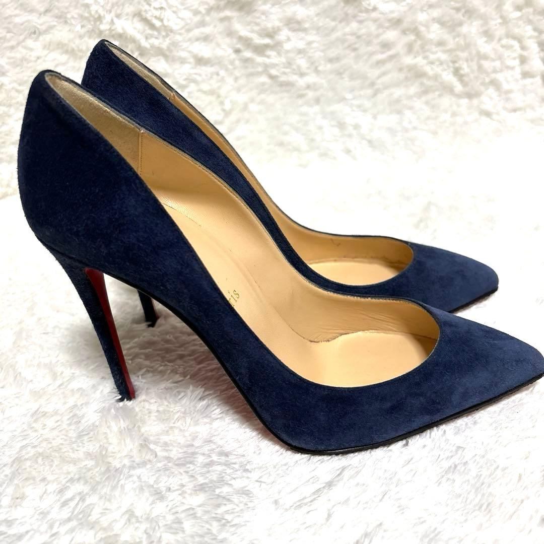 クリスチャンルブタン レッドソール ネイビー ピンヒール 23.5cm
