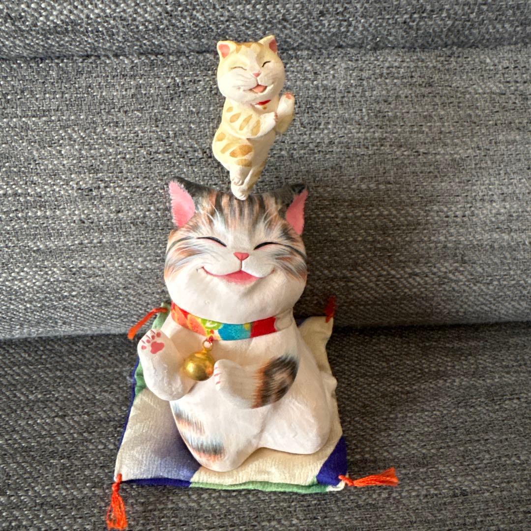 招き猫　猫の置物 もりわじんさん　手捻り１点もの