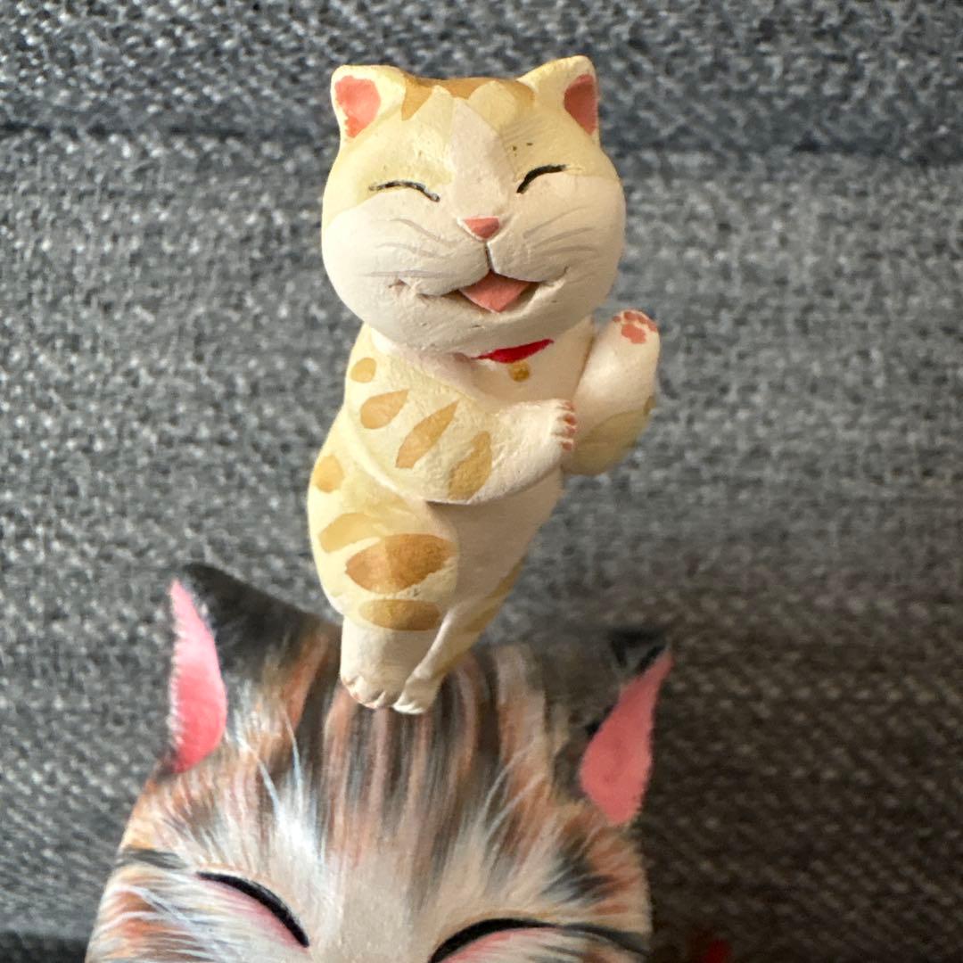 招き猫　猫の置物 もりわじんさん　手捻り１点もの