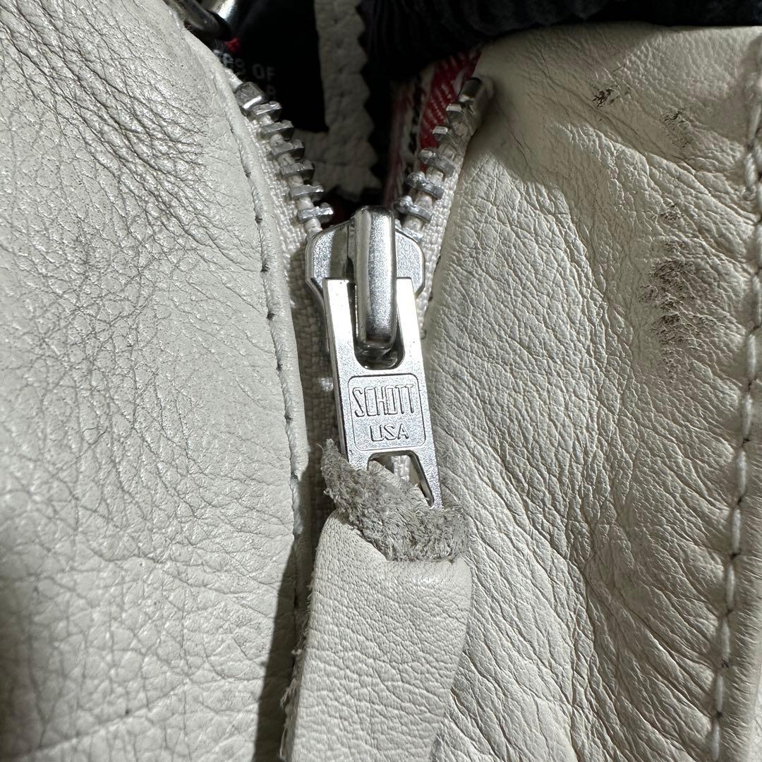 メンズL✨　クラシックレーサー　Schott　シングルライダース　牛革　ホワイト
