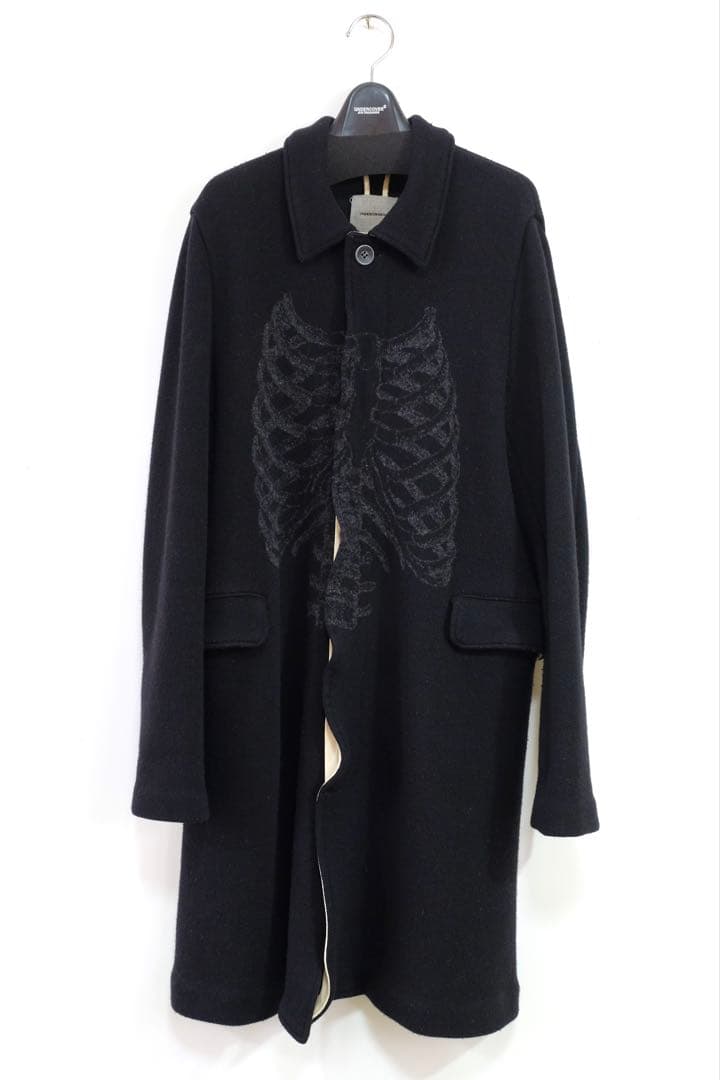 undercover肋骨柄ウールステンカラーコート