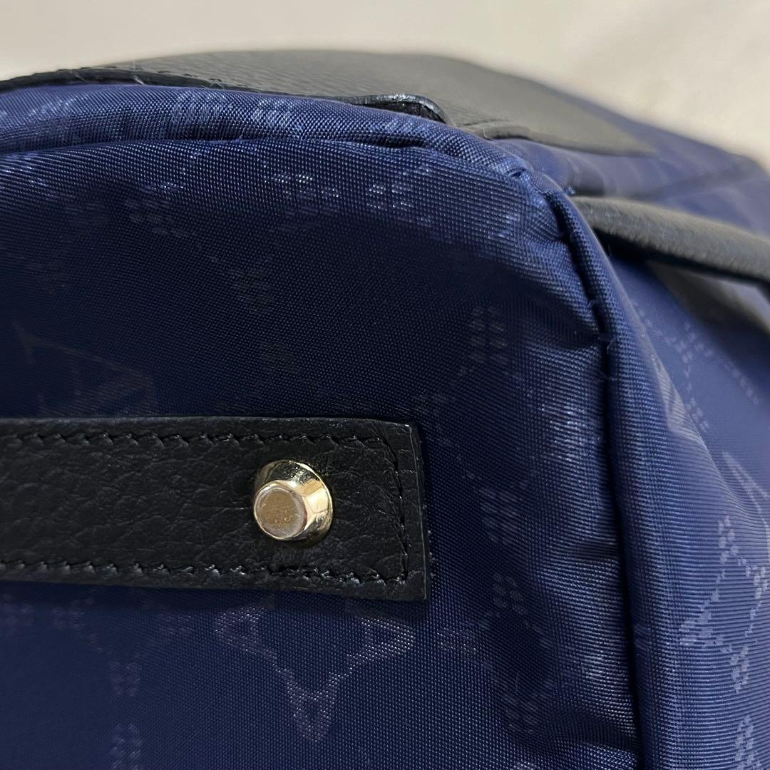 【美品】ATAOリュック バックパック マッシュルーム モノグラム 総柄 青黒