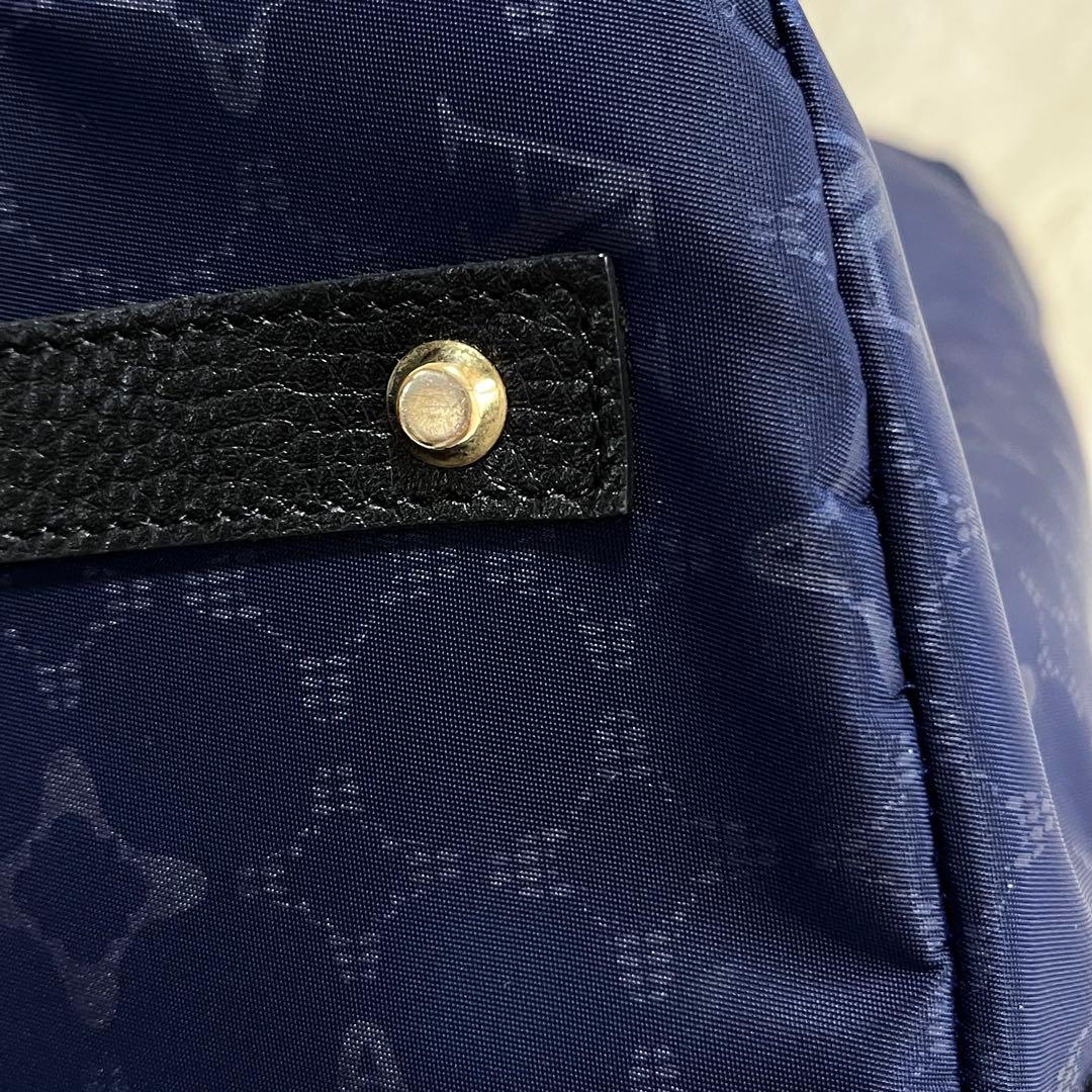 【美品】ATAOリュック バックパック マッシュルーム モノグラム 総柄 青黒