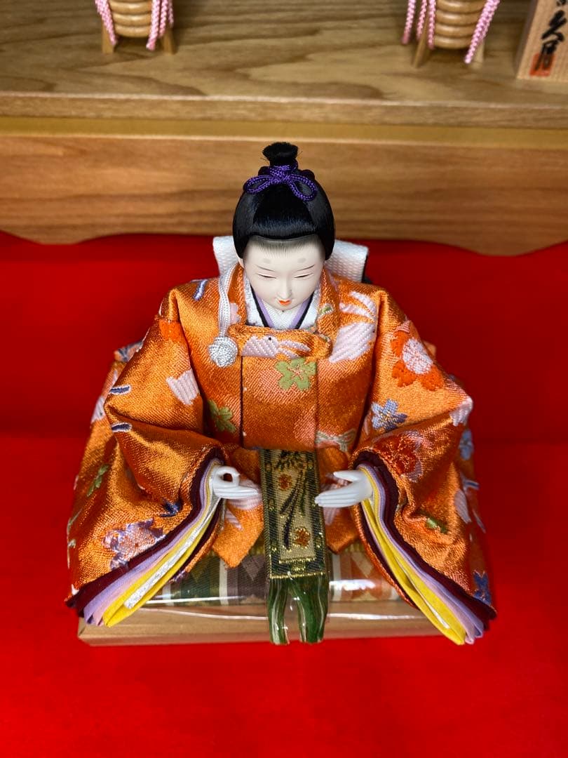 東京久月　雛人形親王飾り円形アクリルケース・間口約４５×奥行約２４×高さ約３９㎝