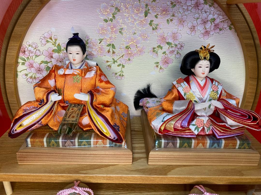 東京久月　雛人形親王飾り円形アクリルケース・間口約４５×奥行約２４×高さ約３９㎝