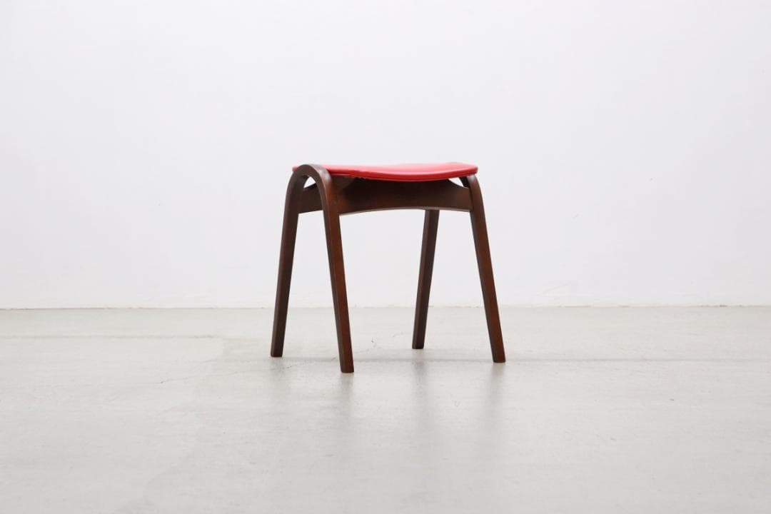 秋田木工 ビーチ材 スタッキングスツール No.202 ヴィンテージ 赤 1