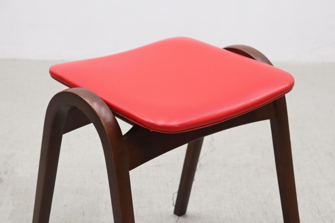 秋田木工 ビーチ材 スタッキングスツール No.202 ヴィンテージ 赤 1