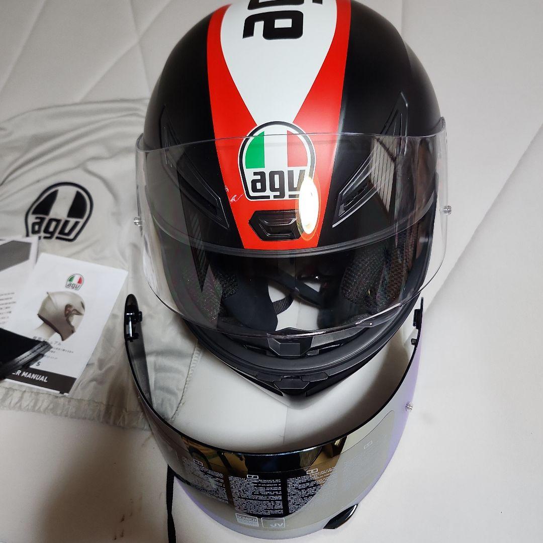 AGV フルフェイスヘルメット ブラック/レッド新品ミラーシルド付き