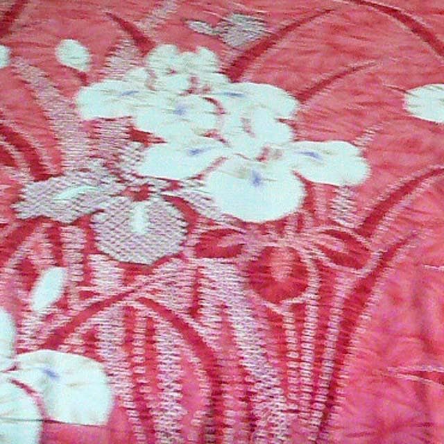 寝具 敷布団 シングル 和式 昔ながら 花柄 あやめ ピンク 美品(T06)