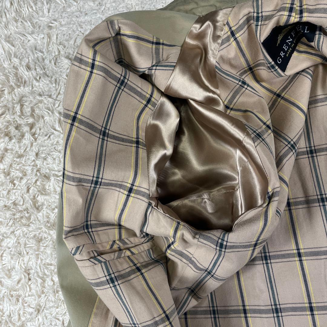 GRENFELL グレンフェル 英国製 裏地チェック ステンカラーコート 38M