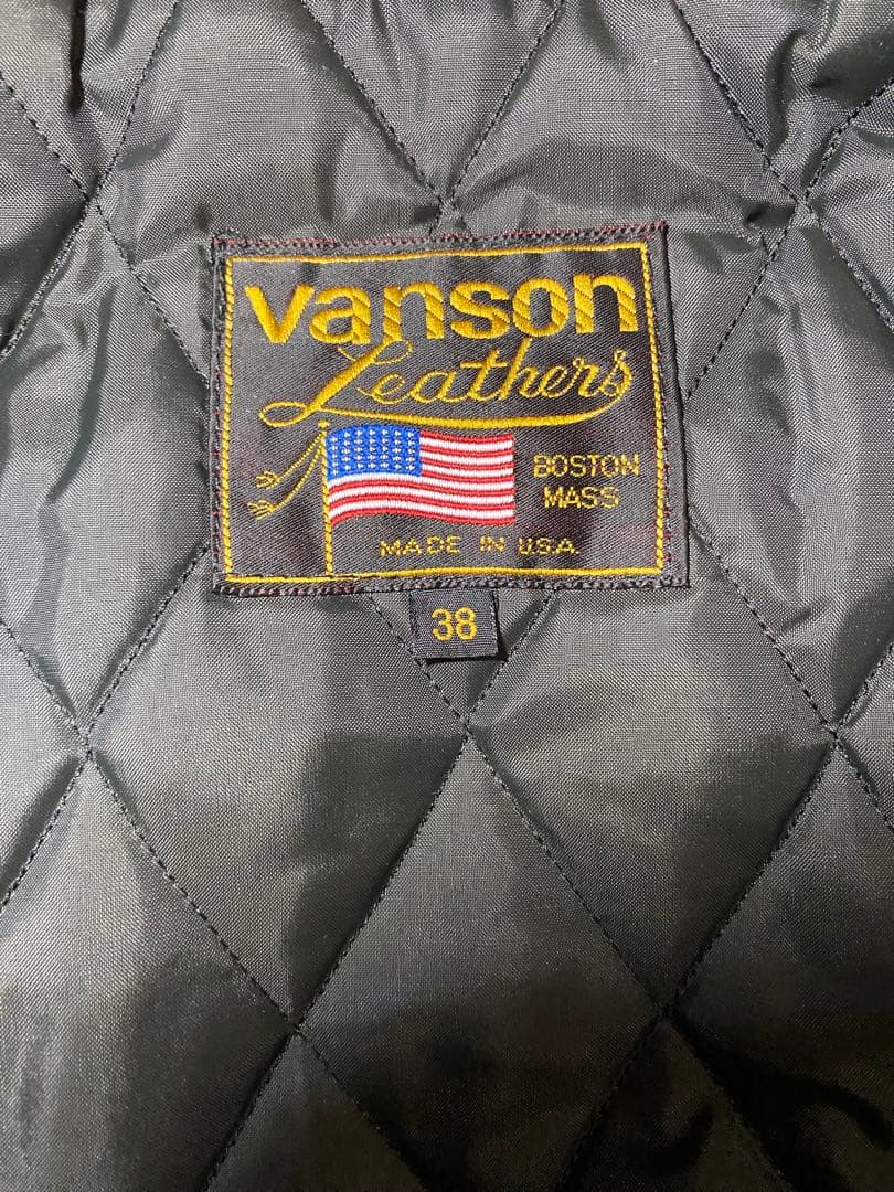 バンソン VANSON ポリスマンジャケット　38 黒　タロンジッパー/ショット