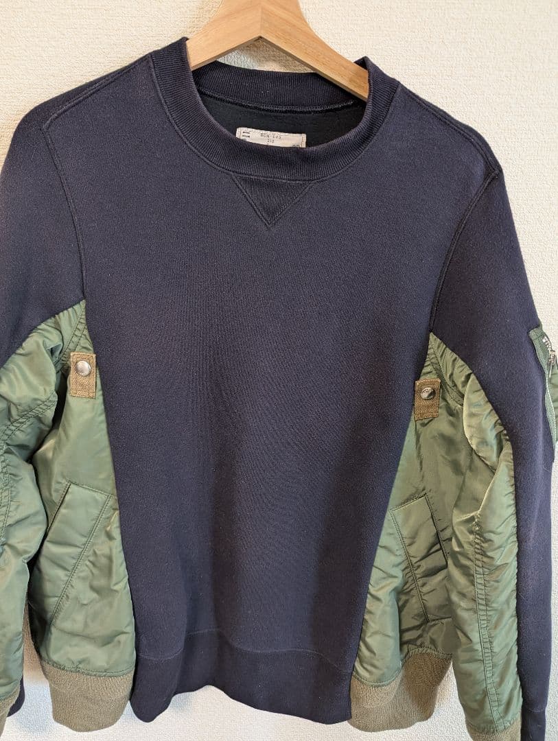 sacai MA-1 ドッキングスウェット トレーナー ネイビー×カーキ 2